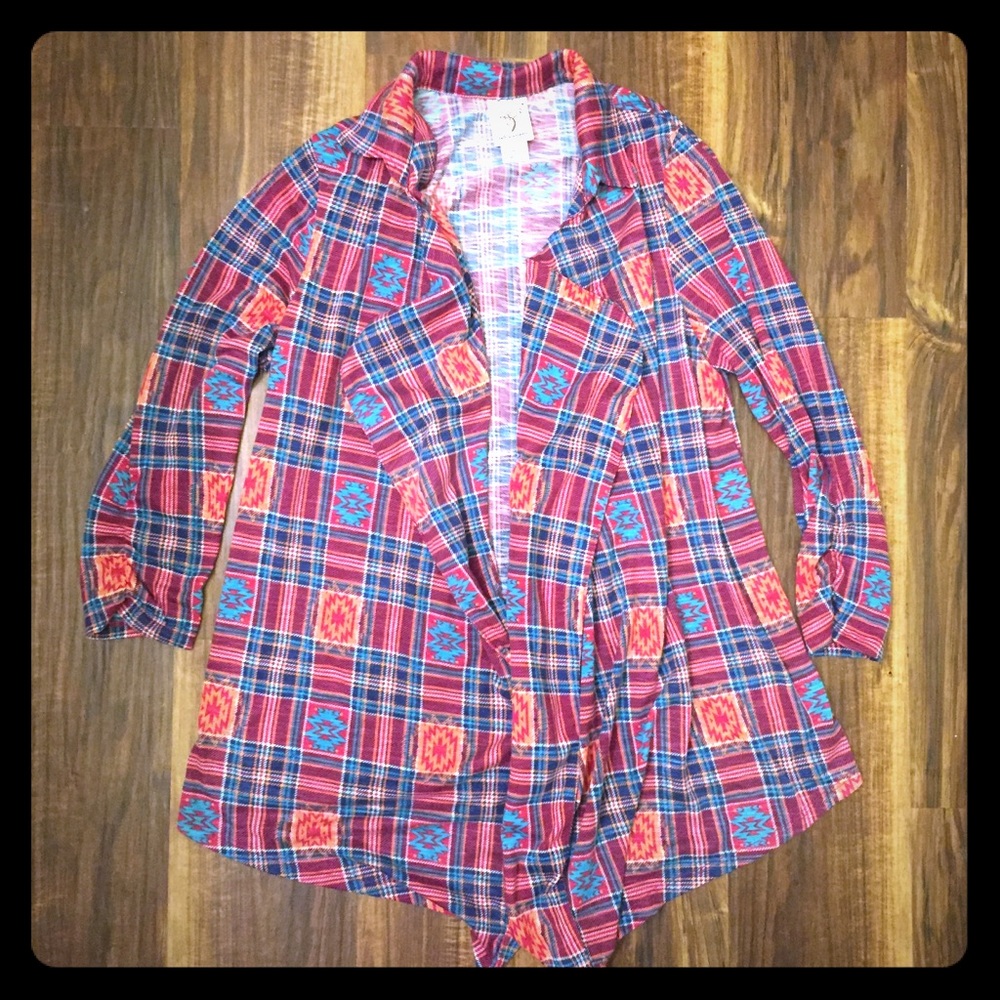 NWOT 3/4 Sleeve Tribal Collared Cardigan